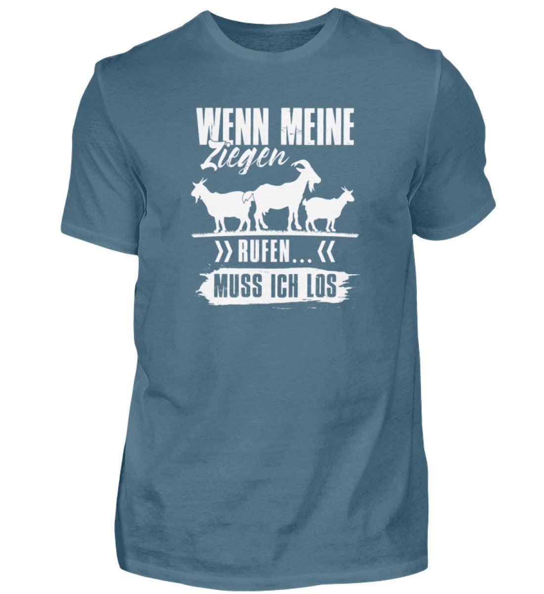 Wenn meine Ziegen rufen · Herren T-Shirt-Herren Basic T-Shirt-Stone Blue-S-Agrarstarz