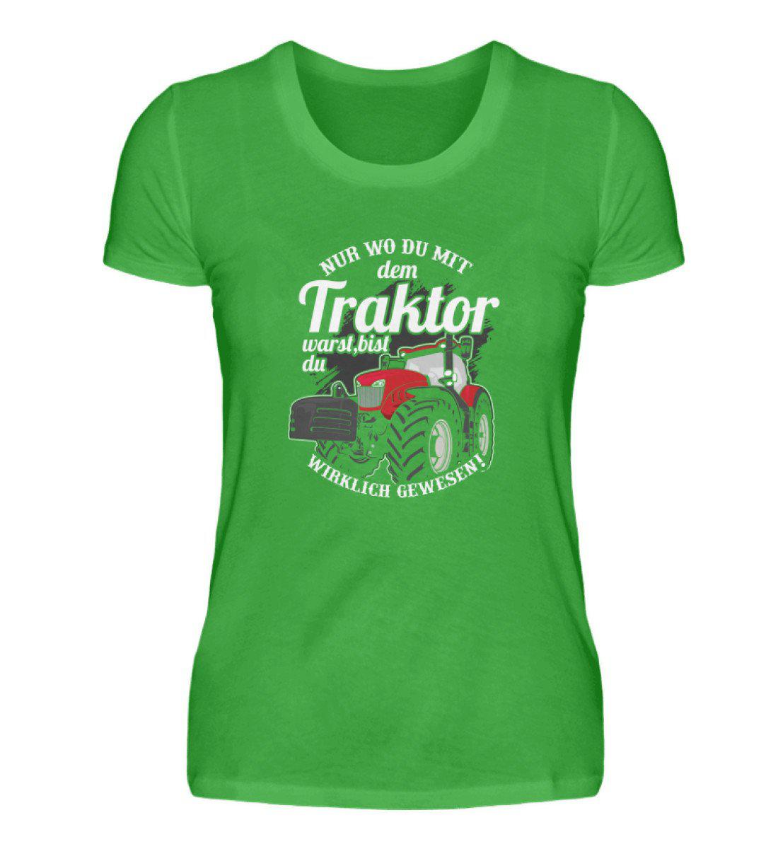 Wo du mit dem Traktor warst · Damen T-Shirt-Damen Basic T-Shirt-Green Apple-S-Agrarstarz