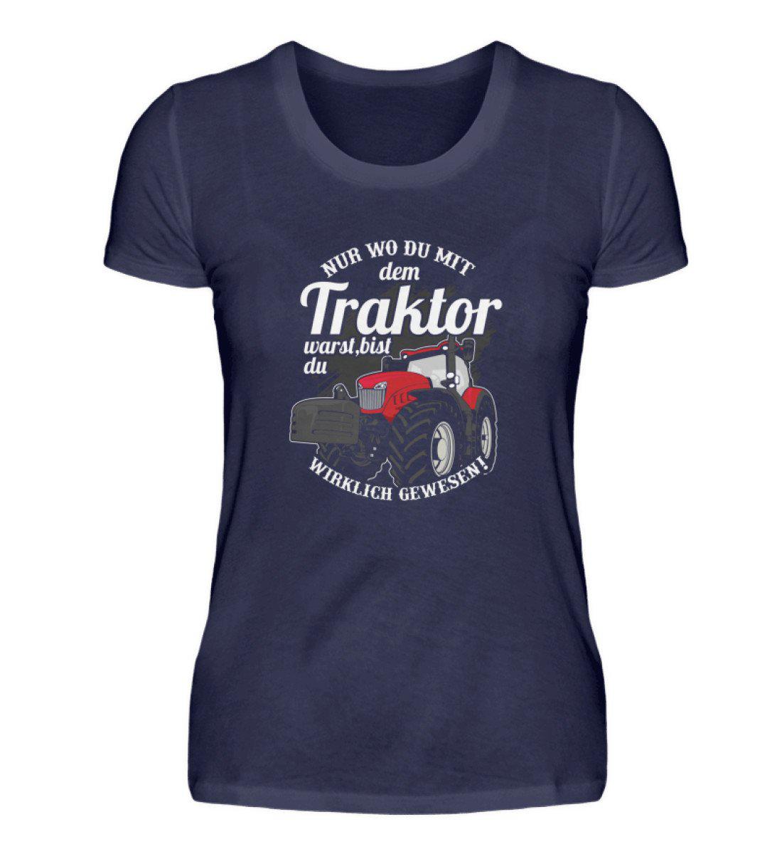Wo du mit dem Traktor warst · Damen T-Shirt-Damen Basic T-Shirt-Navy-S-Agrarstarz