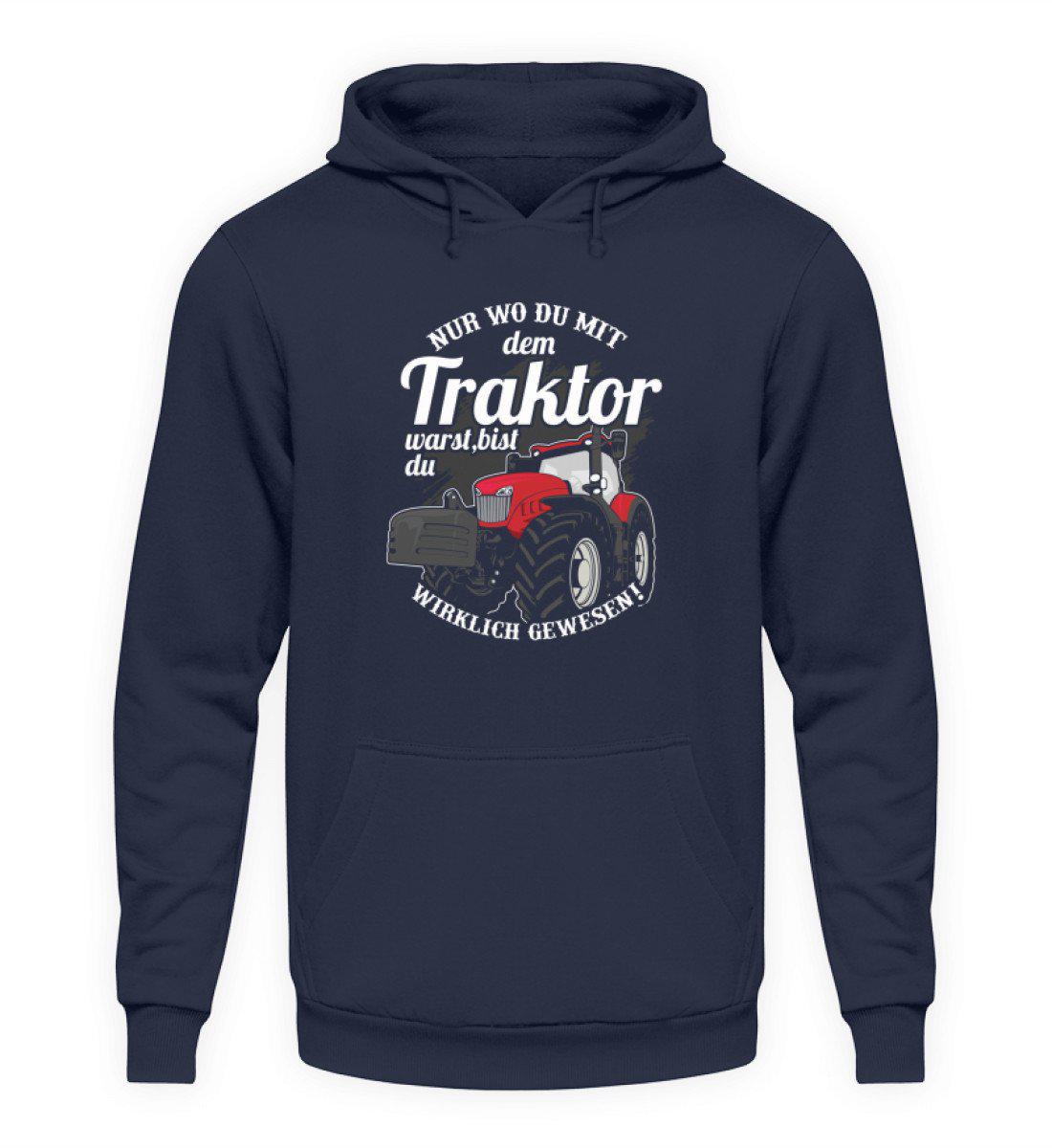 Wo du mit dem Traktor warst · Unisex Kapuzenpullover Hoodie-Unisex Hoodie-Oxford Navy-S-Agrarstarz