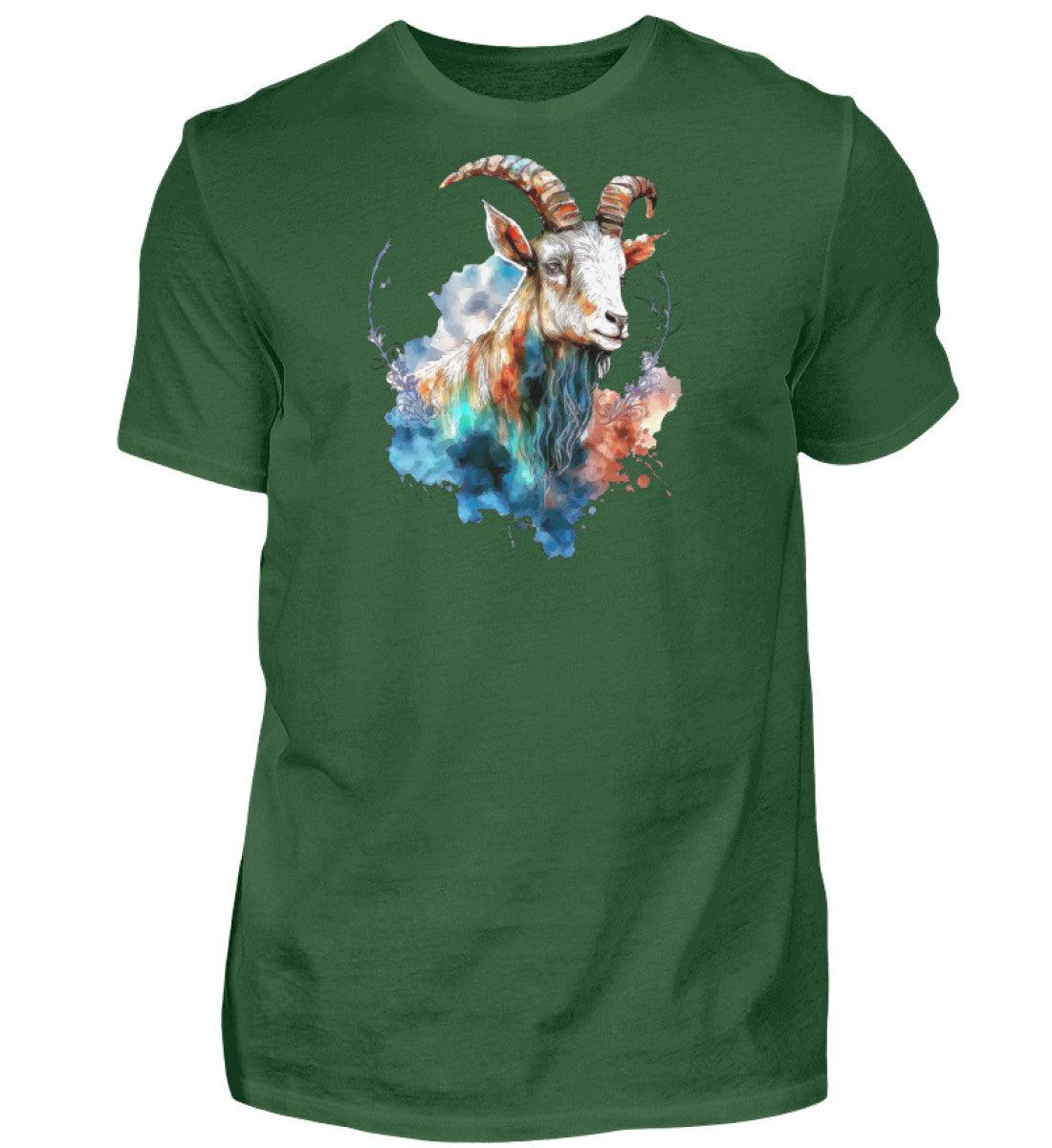 Ziege Wasserfarben 1 · Herren T-Shirt-Herren Basic T-Shirt-Bottle Green-S-Agrarstarz