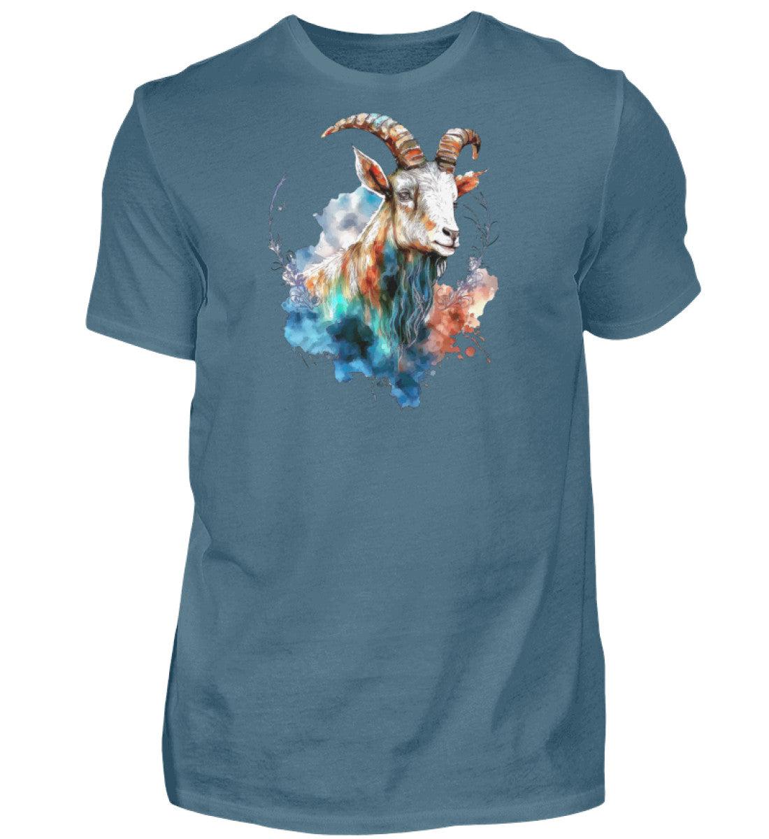 Ziege Wasserfarben 1 · Herren T-Shirt-Herren Basic T-Shirt-Stone Blue-S-Agrarstarz