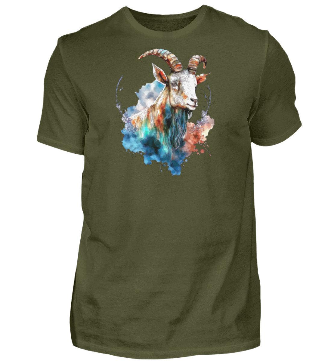 Ziege Wasserfarben 1 · Herren T-Shirt-Herren Basic T-Shirt-Urban Khaki-S-Agrarstarz