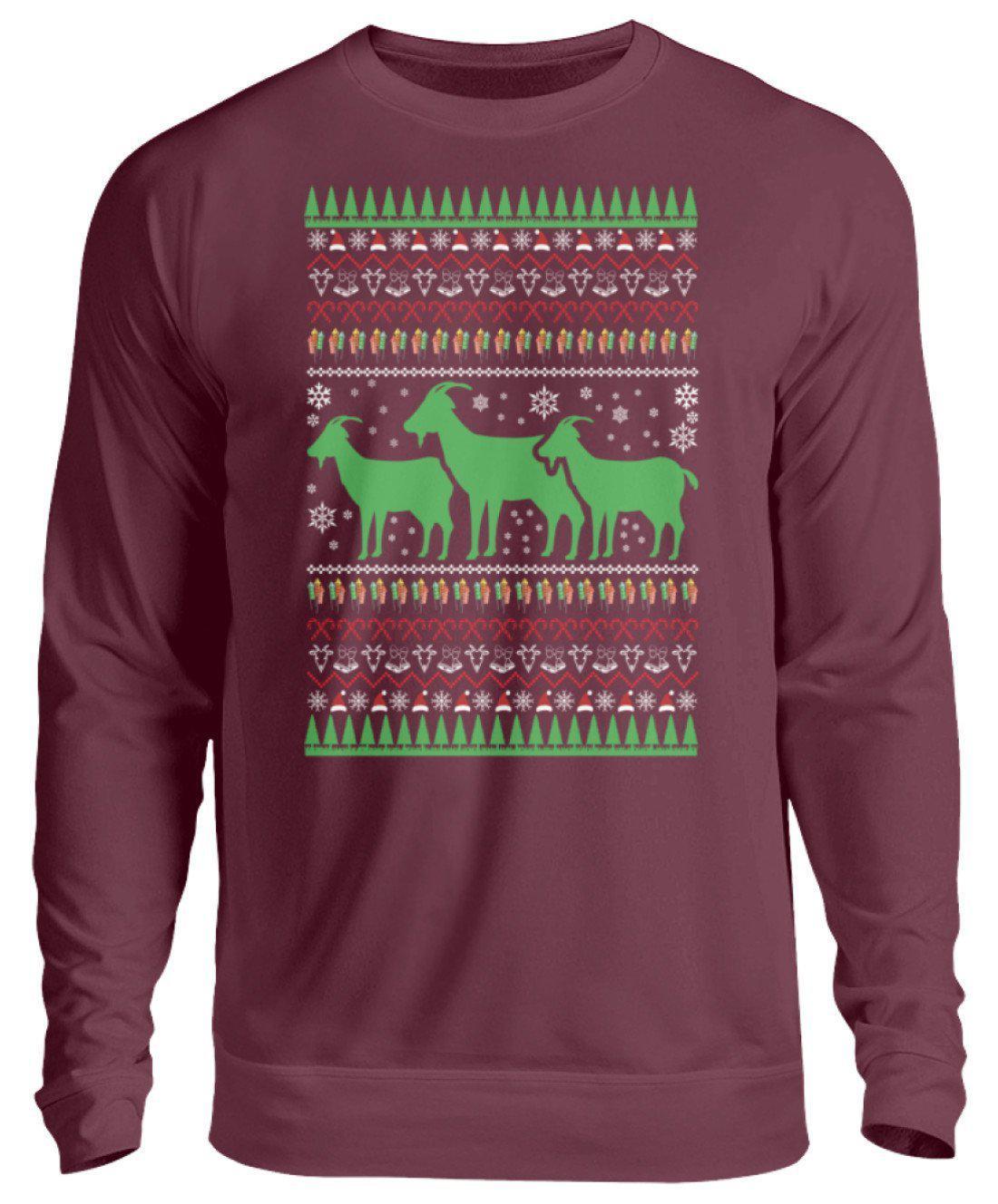Ziegen 3 Ugly Christmas · Unisex Sweatshirt Pullover-Unisex Sweatshirt-Burgundy-S-Agrarstarz