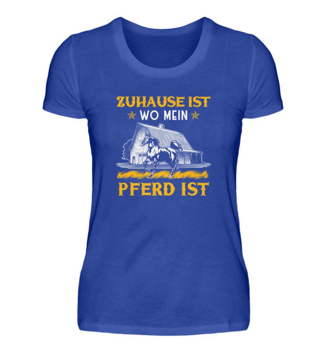 Zuhause Pferde · Damen T-Shirt-Damen Basic T-Shirt-Neon Blue-S-Agrarstarz