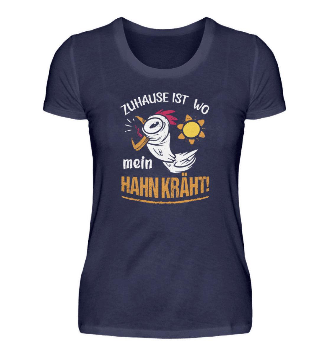 Zuhause ist wo mein Hahn kräht · Damen T-Shirt-Damen Basic T-Shirt-Navy-S-Agrarstarz