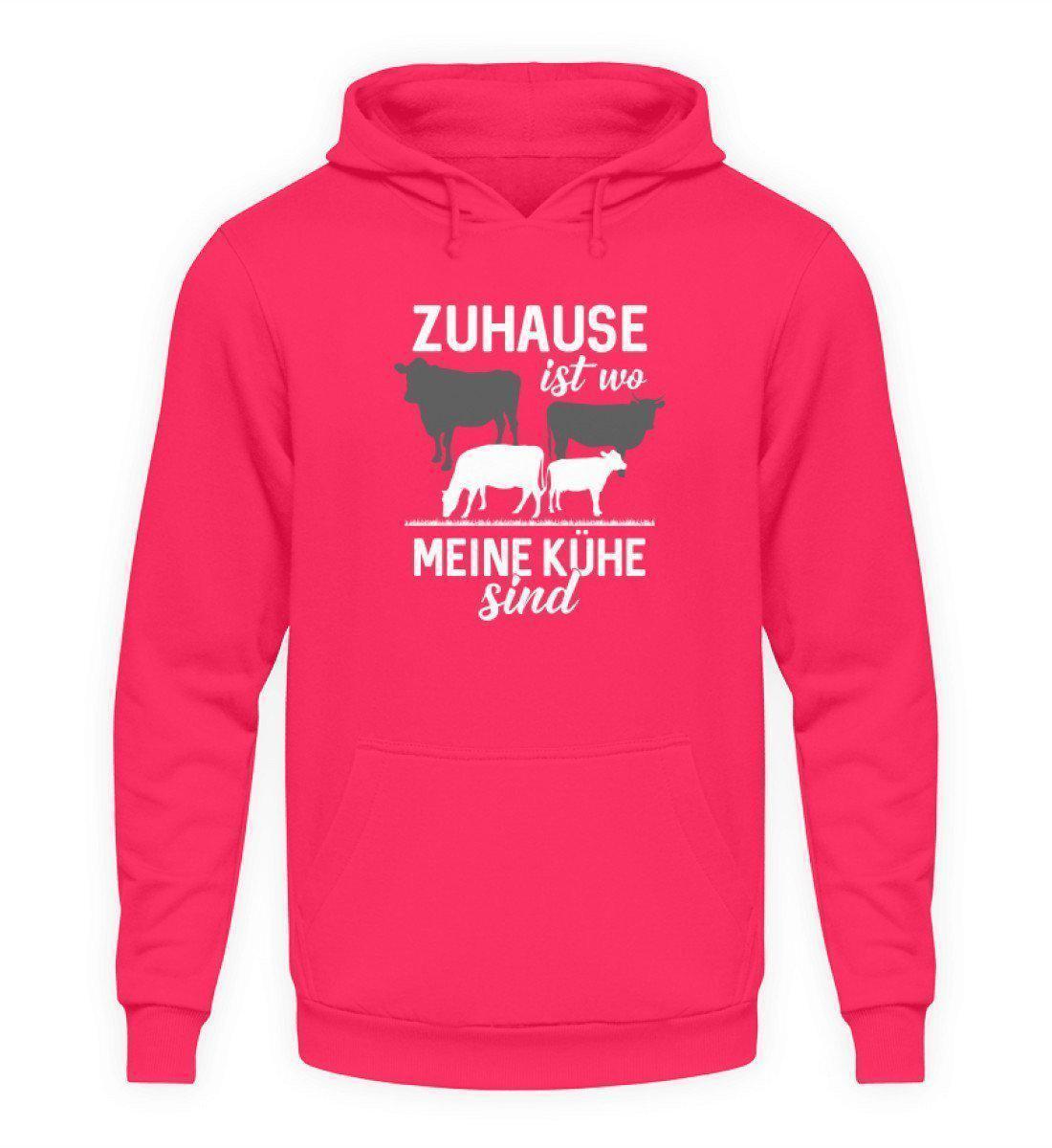 Zuhause ist wo meine Kühe sind · Unisex Kapuzenpullover Hoodie-Unisex Hoodie-Hot Pink-L-Agrarstarz