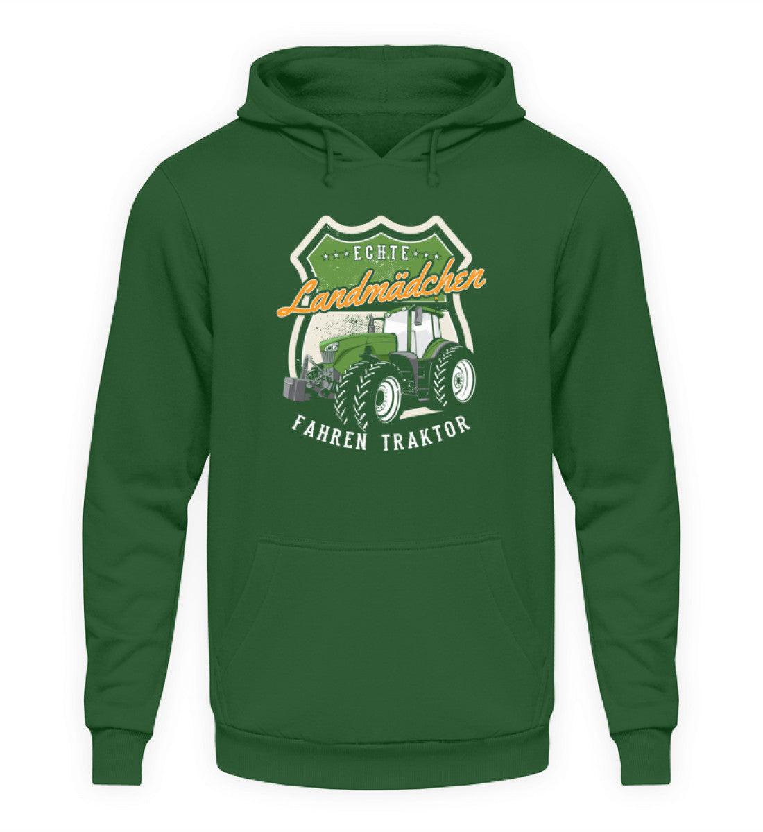 echte Landmädchen fahren Traktor · Unisex Kapuzenpullover Hoodie-Unisex Hoodie-Bottle Green-S-Agrarstarz