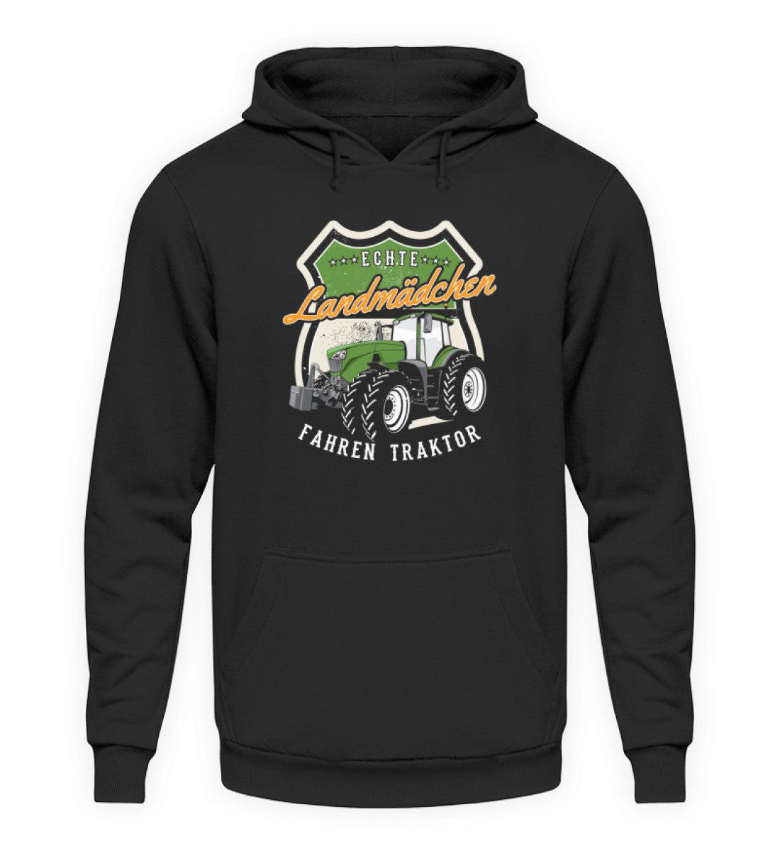 echte Landmädchen fahren Traktor · Unisex Kapuzenpullover Hoodie-Unisex Hoodie-Deep Black-XS-Agrarstarz