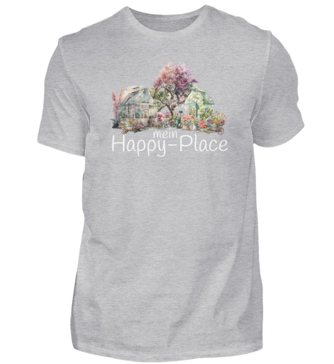 mein Happy Place · Herren T-Shirt-Herren Basic T-Shirt-Heather Grey-S-Agrarstarz